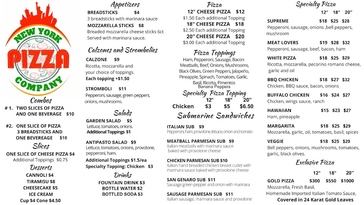 Menu New York Pizza Company, East Ridge-1