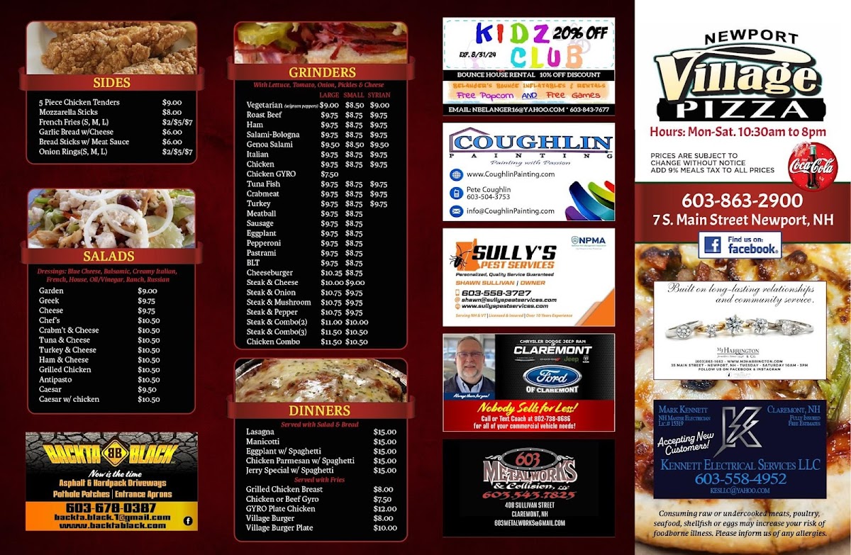 Menu Newport Village Pizza-1