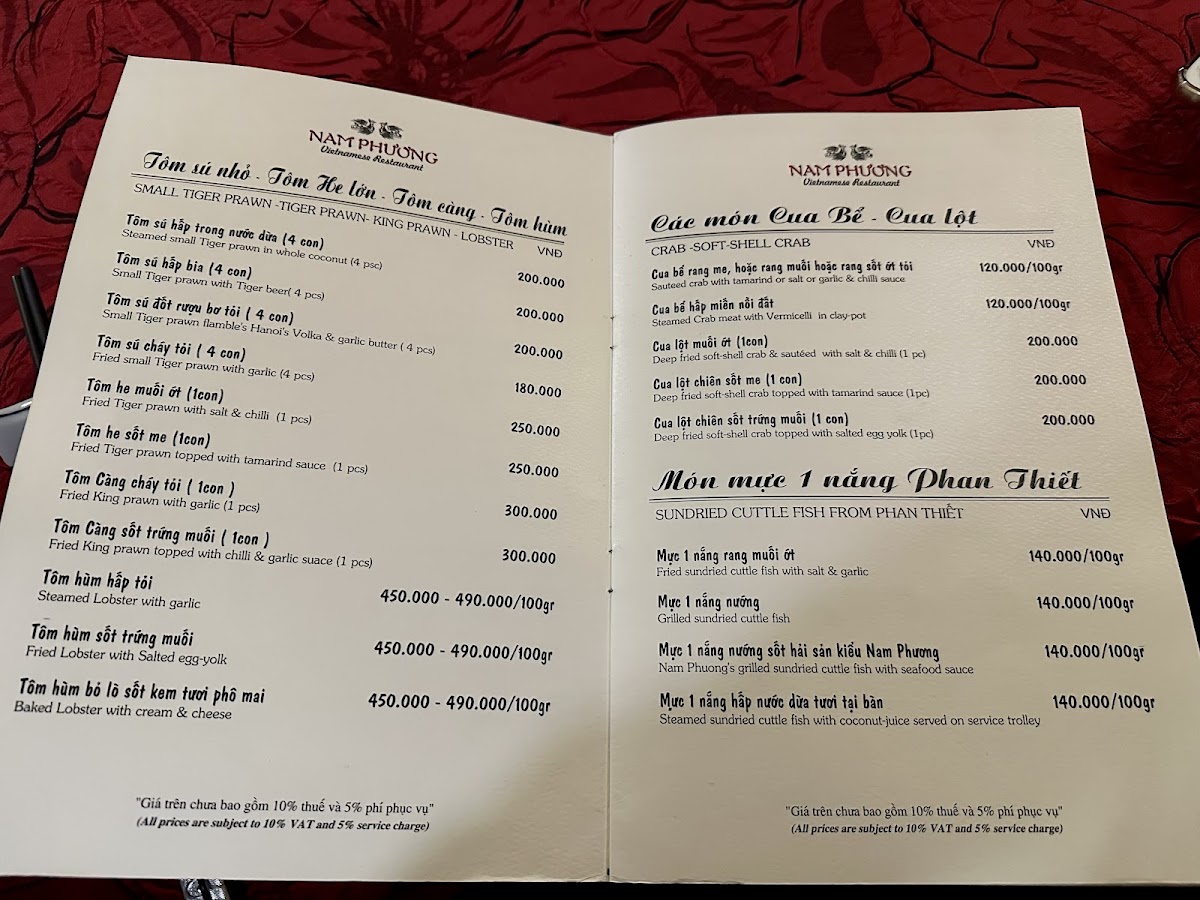 Menu Nha Hang Nam Phuong - Ha Noi-5