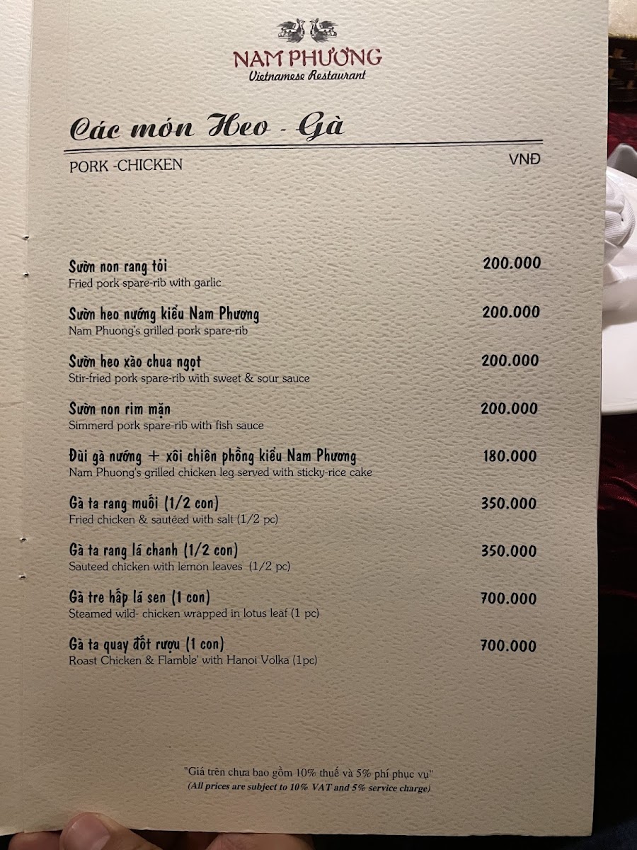 Menu Nha Hang Nam Phuong - Ha Noi-7