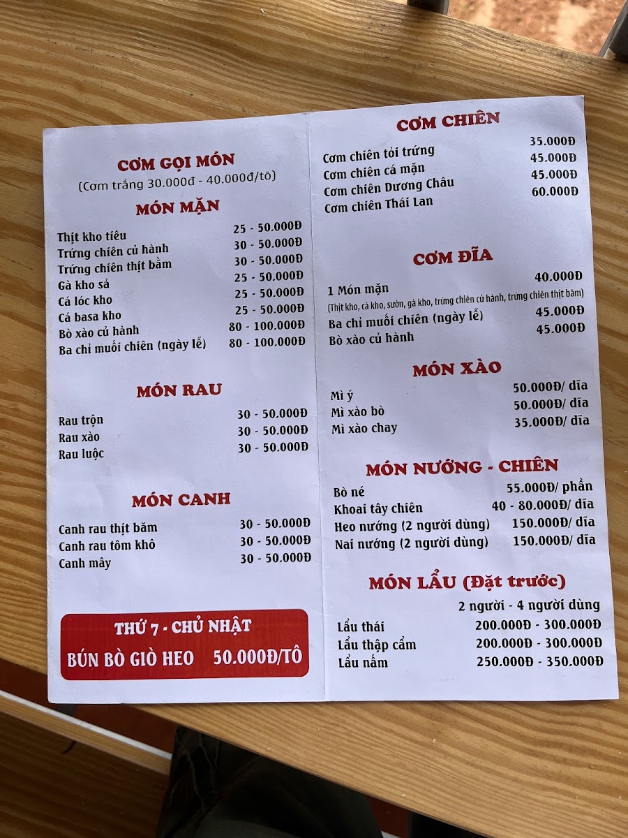 Menu Nhà Hàng Sương Mai-1