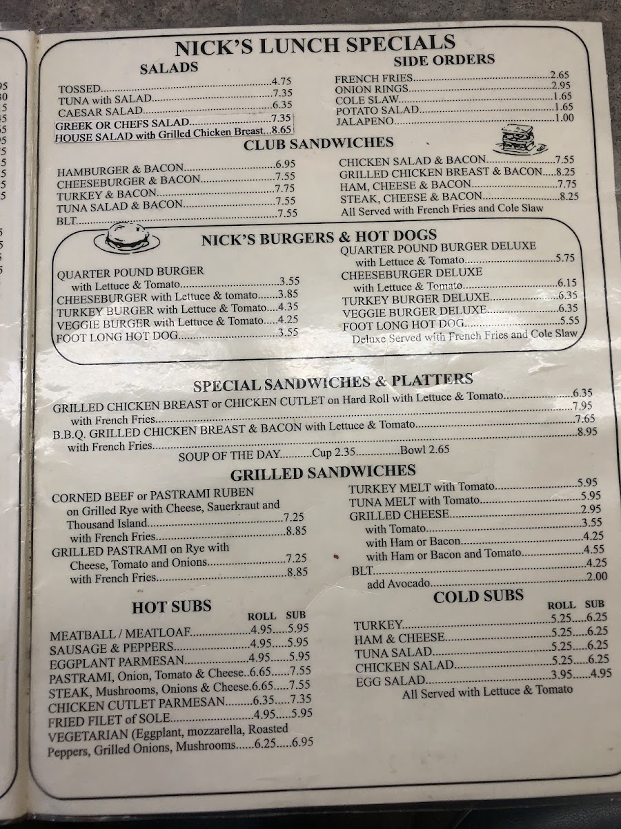 Menu Nick's Luncheonette-10
