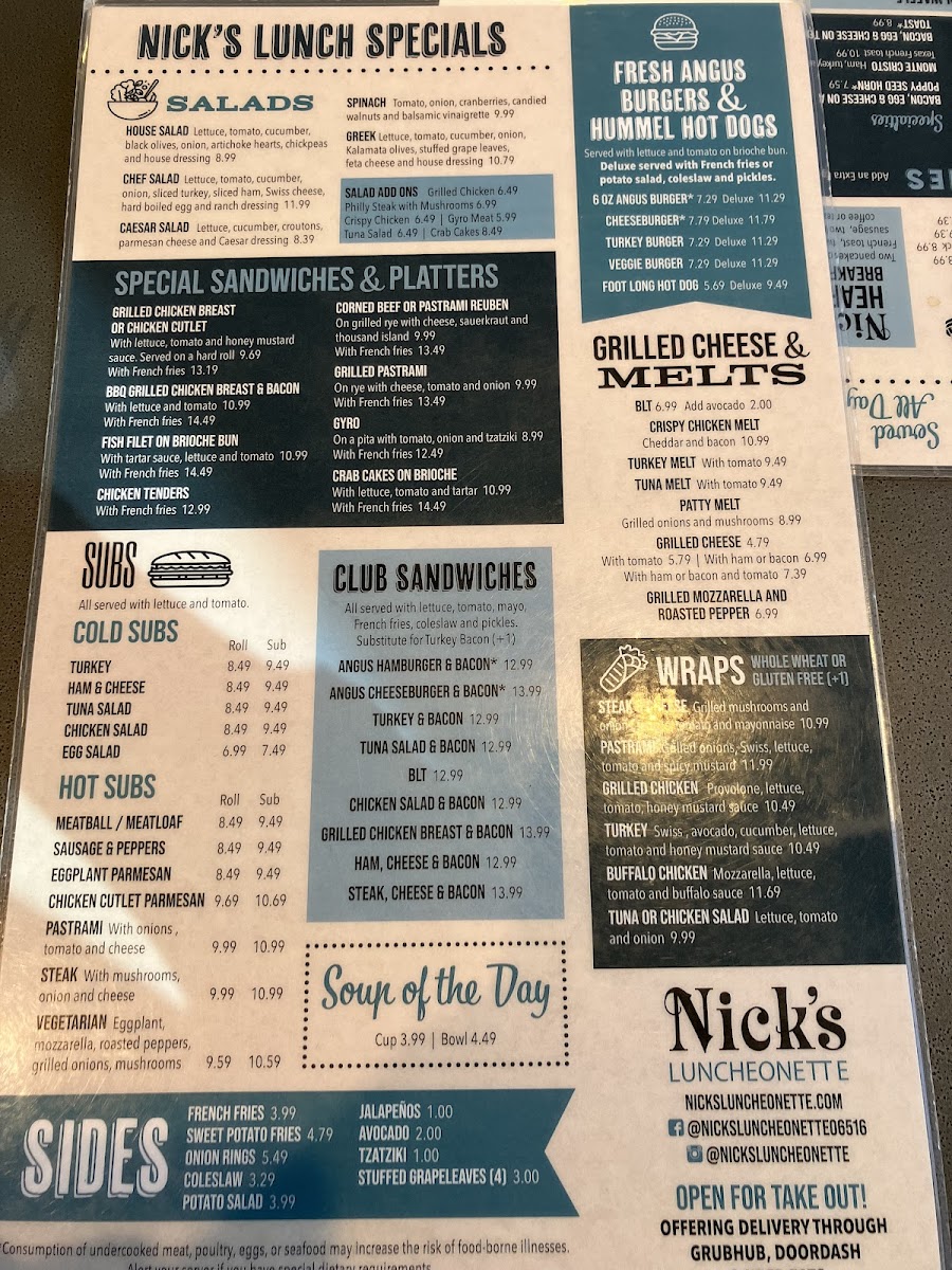 Menu Nick's Luncheonette-8