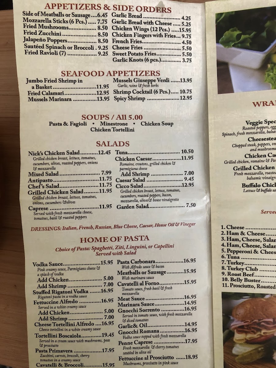 Menu Nick's Pizza And Pasta Manakawkin-1