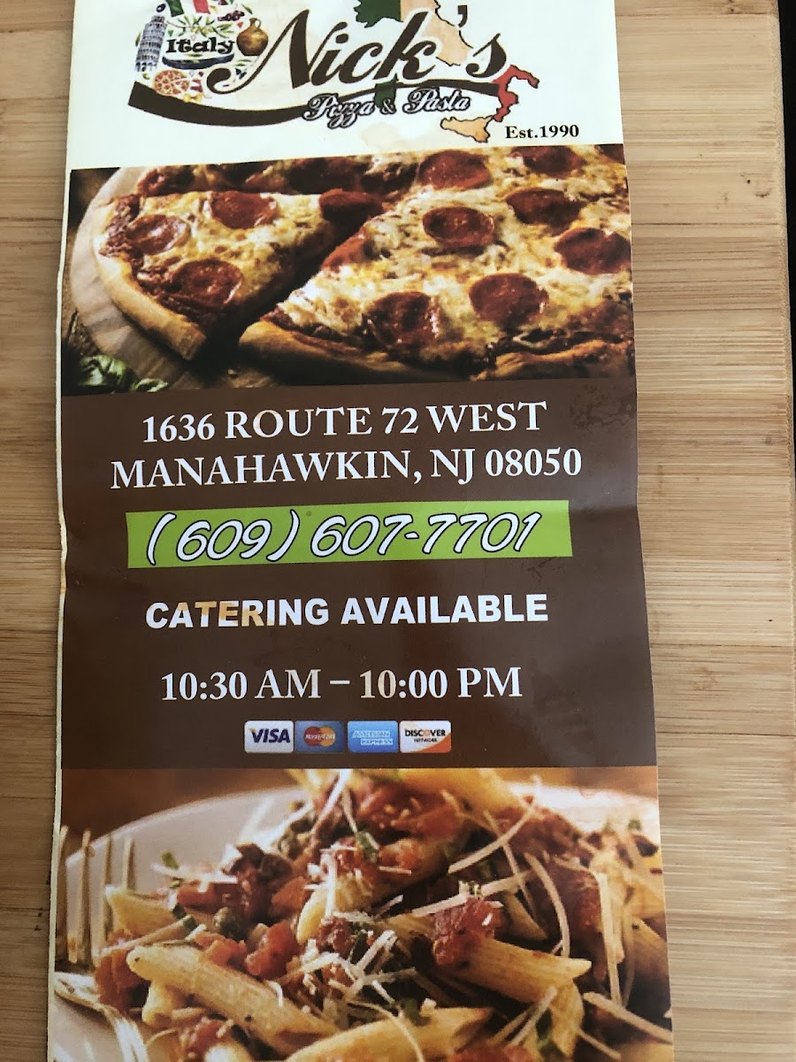 Menu Nick's Pizza And Pasta Manakawkin-7