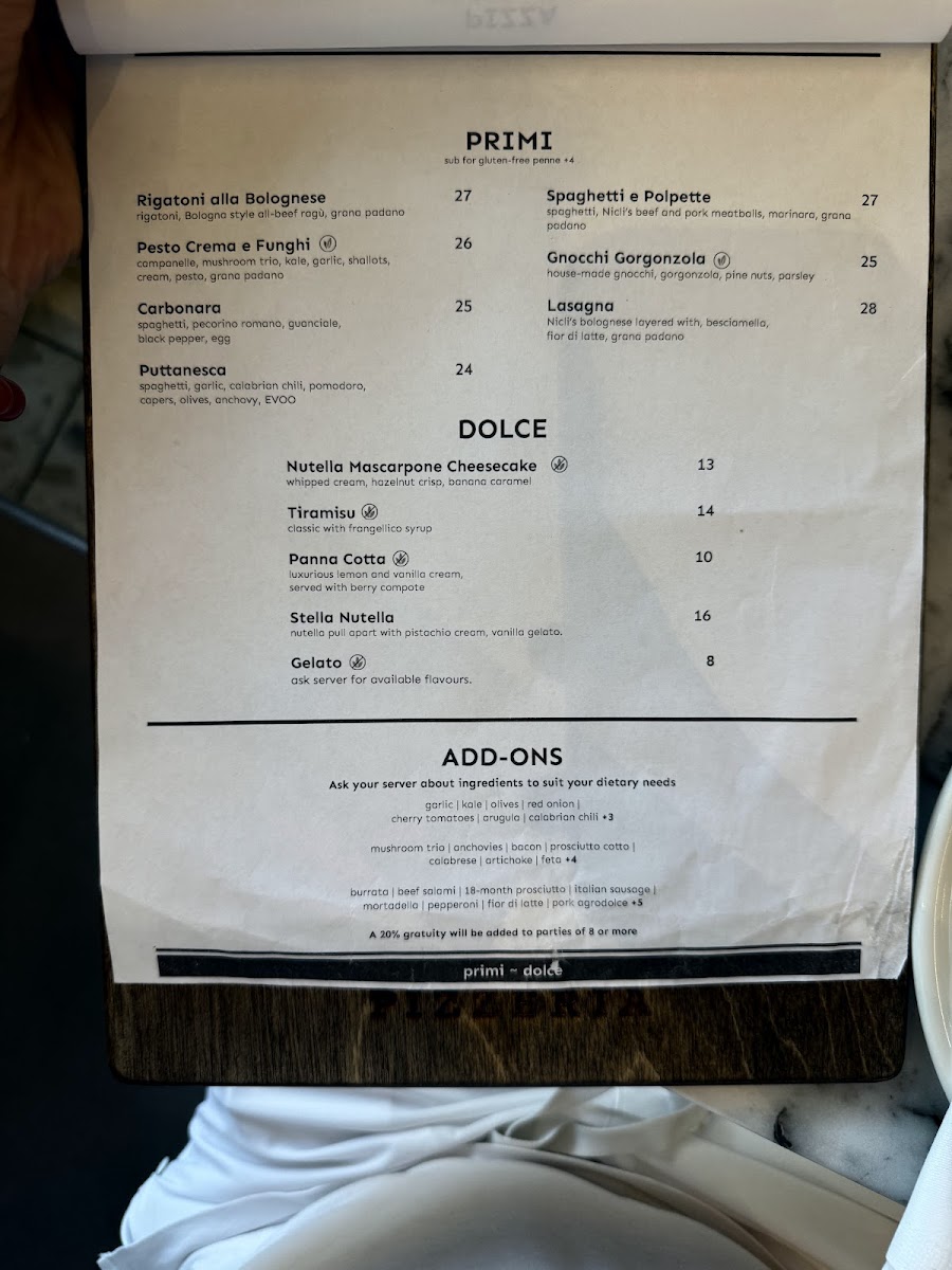 Menu Nicli Pizzeria + Bar + Gelato Wesbrook-2