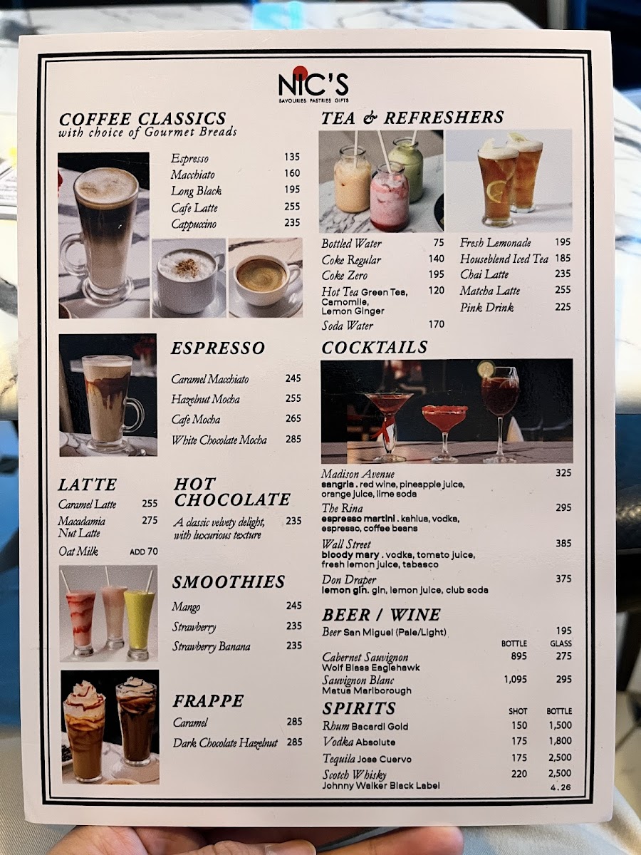 Menu Nic's Park Terraces-2