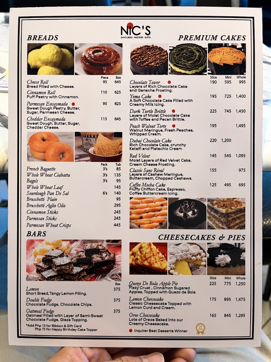 Menu Nic's Park Terraces-3