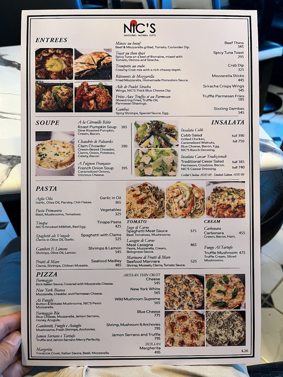 Menu Nic's Park Terraces-4