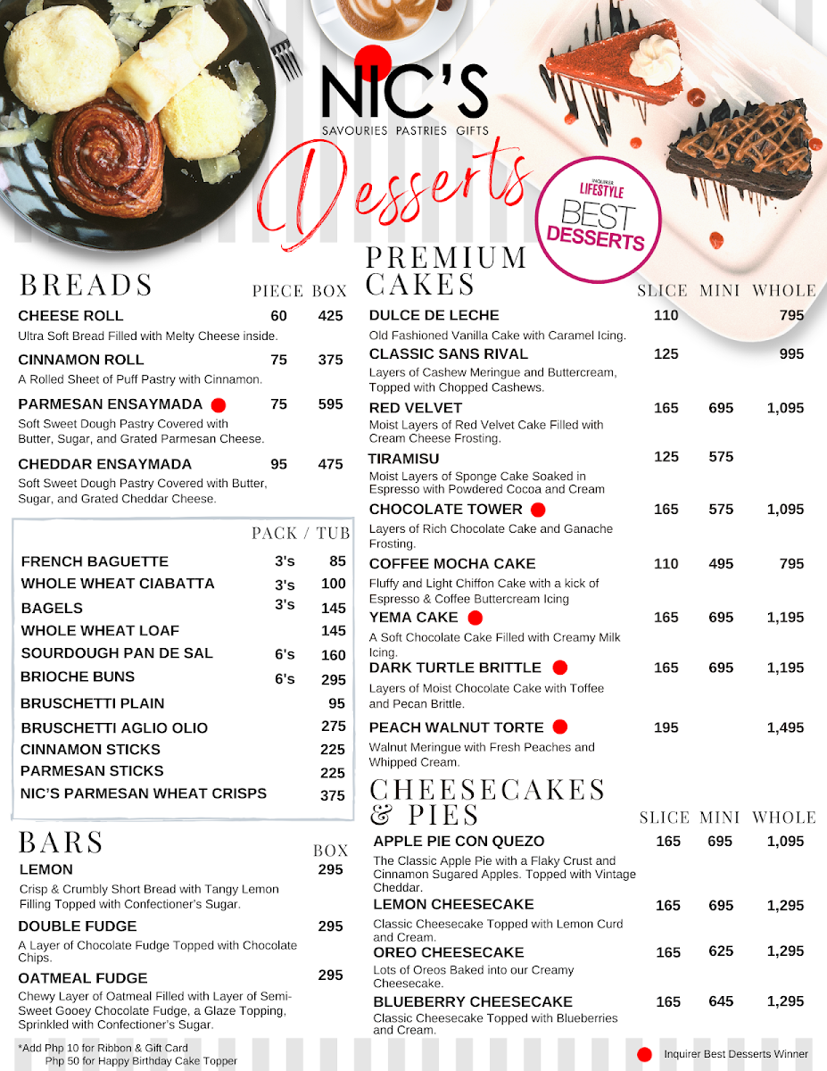 Menu Nic's Park Terraces-5