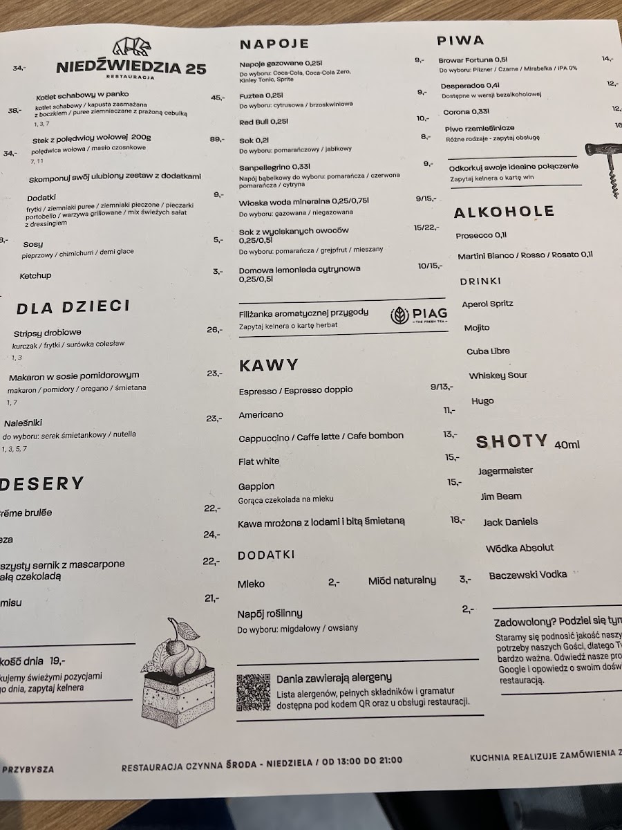 Menu Niedźwiedzia 25 Restauracja-7