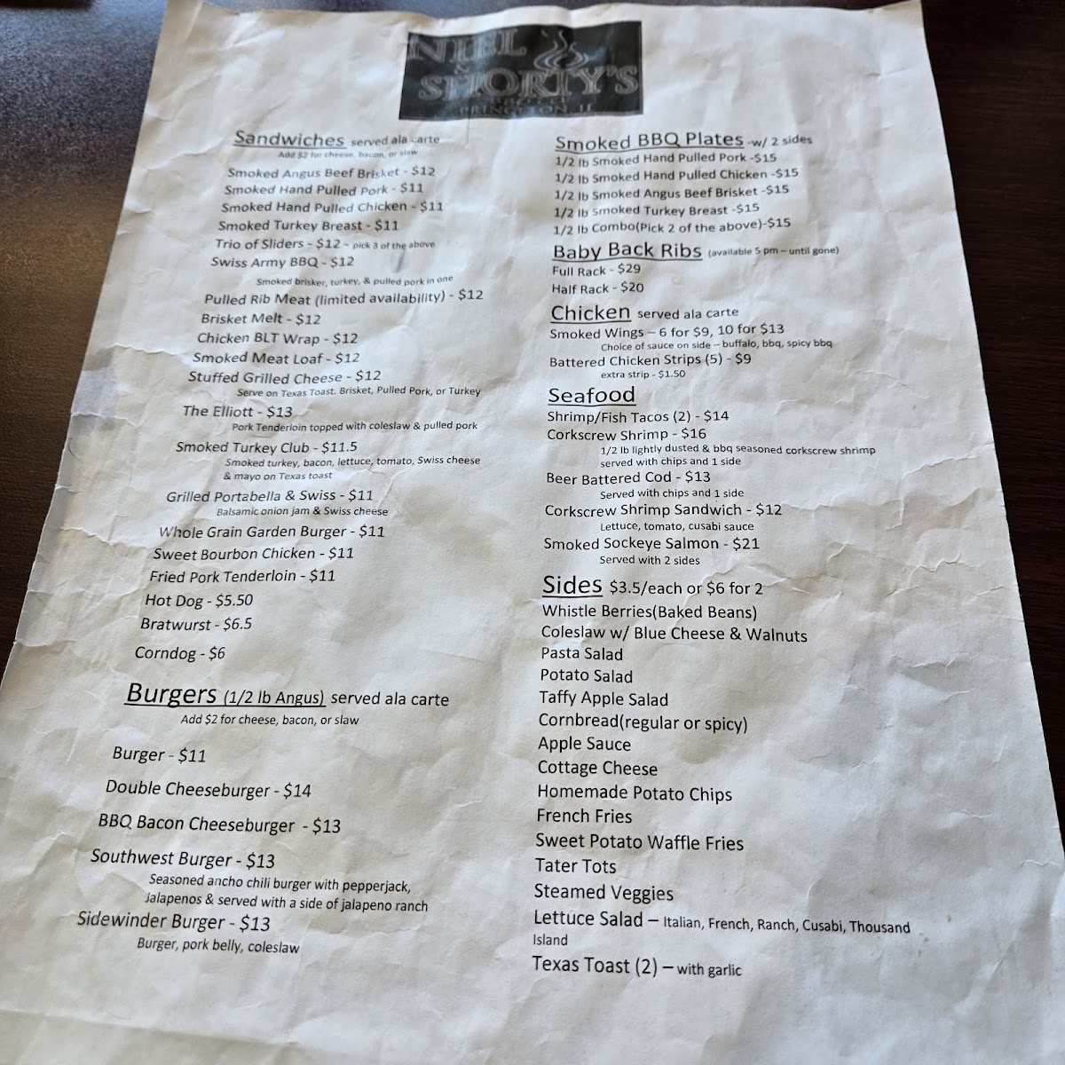 Menu Niel & Shorty's Bbq Company-1