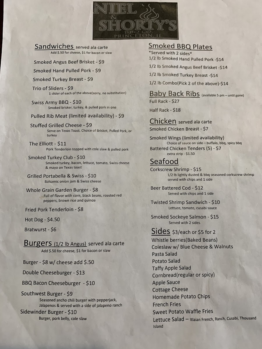 Menu Niel & Shorty's Bbq Company-2