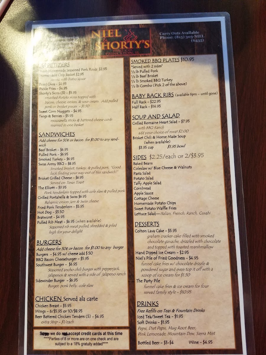 Menu Niel & Shorty's Bbq Company-7