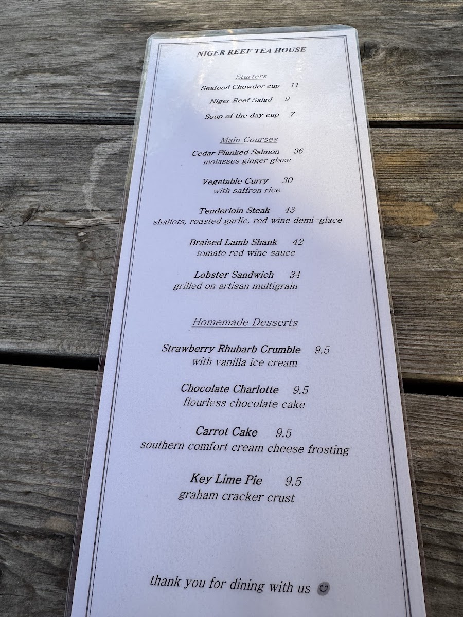 Menu Niger Reef Tea House (Licensed Restaurant)-2