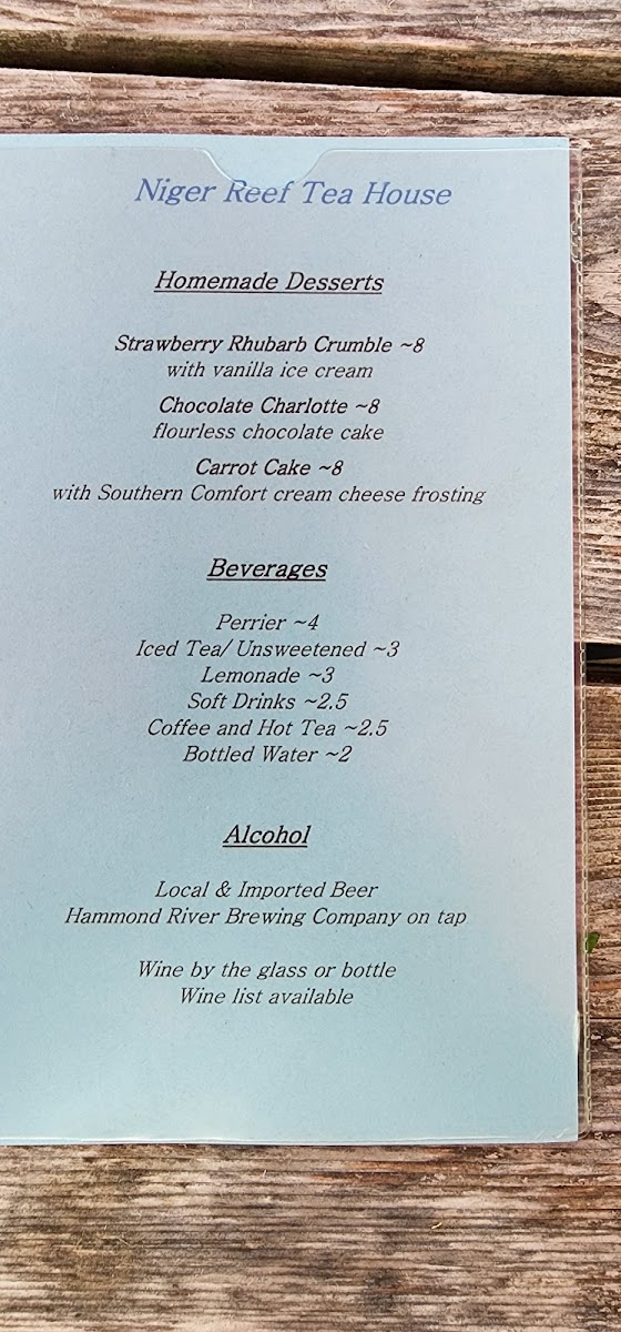 Menu Niger Reef Tea House (Licensed Restaurant)-6