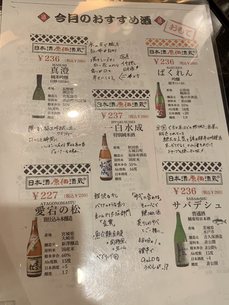 Menu Nihonshu Genka Sakagura Shinjuku Higashi Guchi East Exit-3