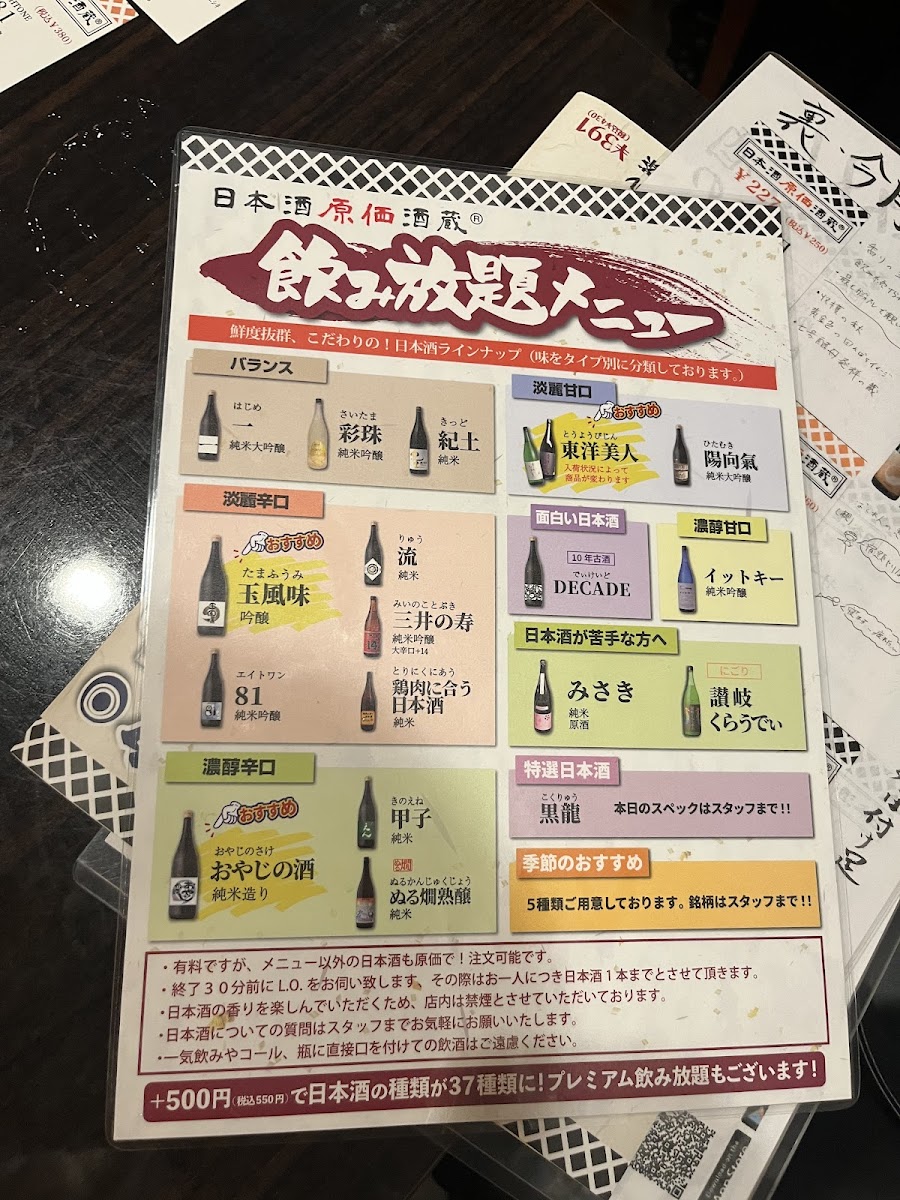Menu Nihonshu Genka Sakagura Shinjuku Higashi Guchi East Exit-9