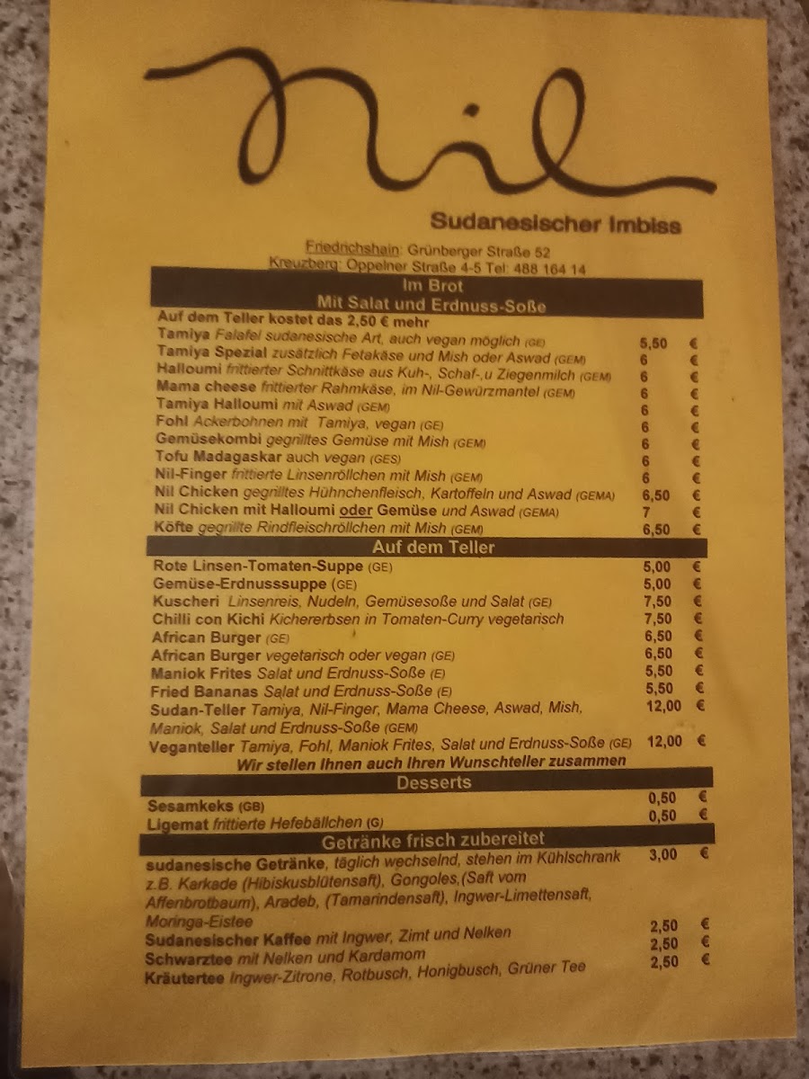 Menu Nil Sudanesischer Imbiss-1
