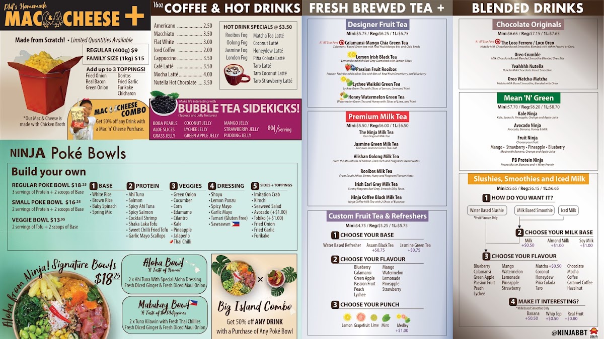 Menu Ninja Bubble Tea X Poké - Port Coquitlam-1