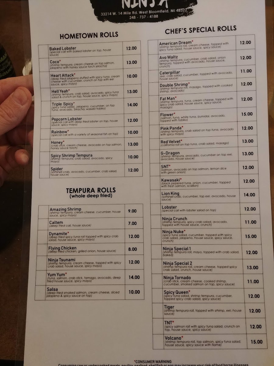 Menu Ninja Sushi Japanese Restaurant-1