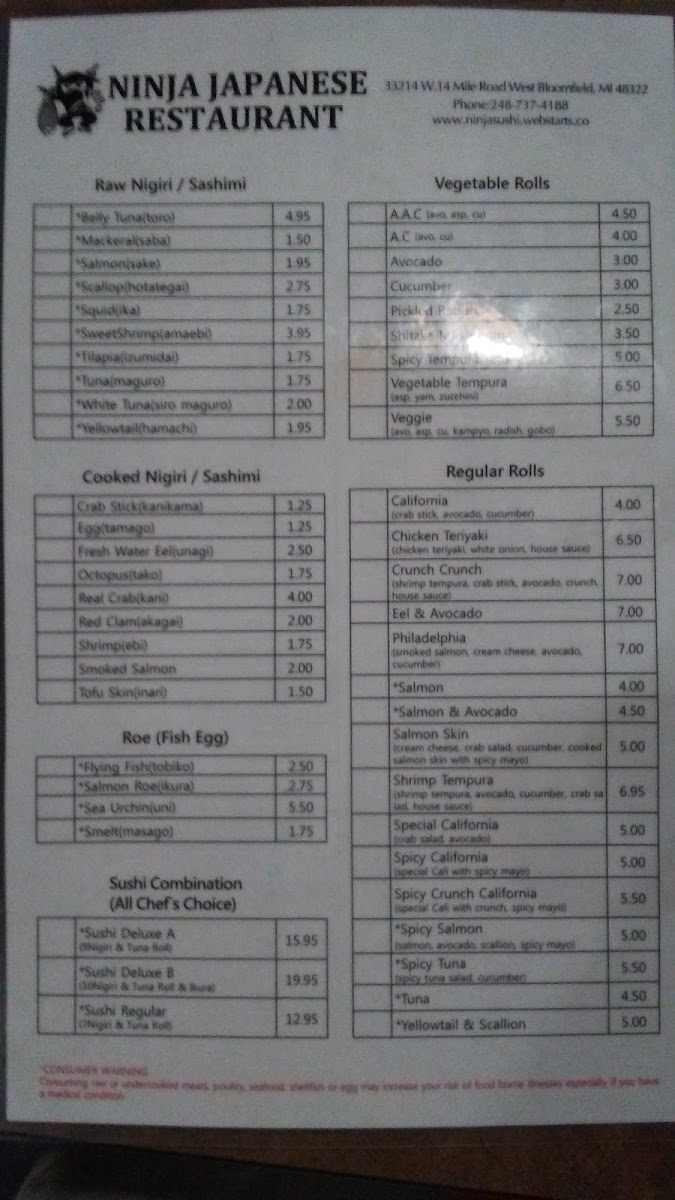 Menu Ninja Sushi Japanese Restaurant-3