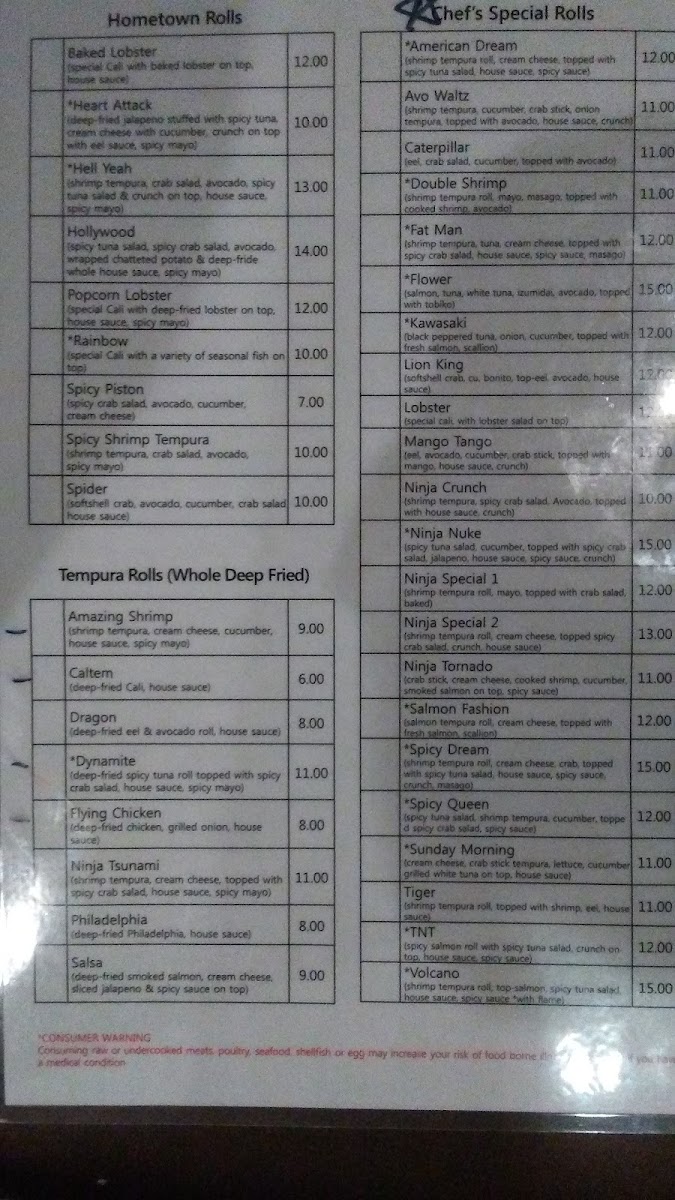 Menu Ninja Sushi Japanese Restaurant-4