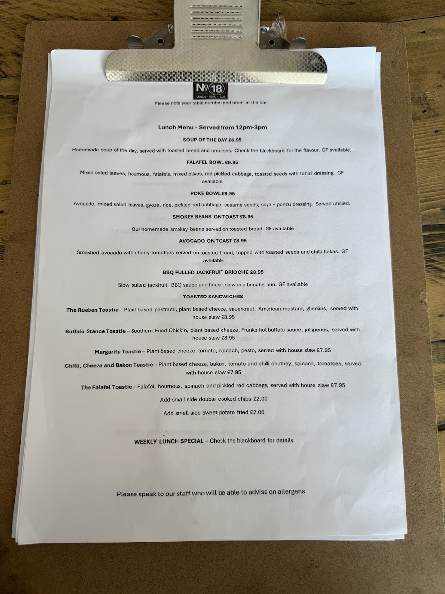 Menu No 18 Cafe Swansea-5