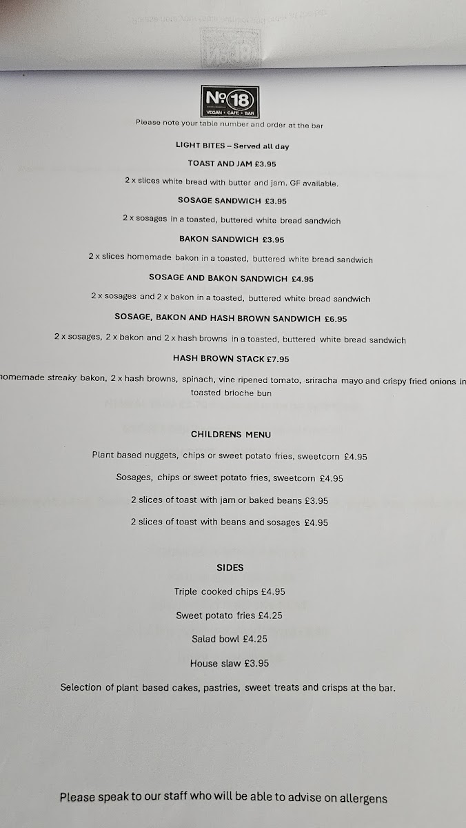 Menu No 18 Cafe Swansea-6