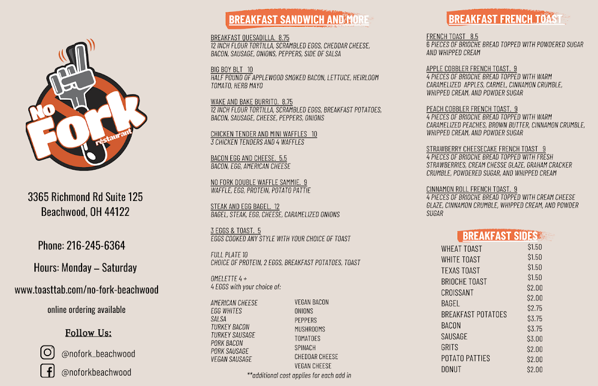 Menu No Fork Restaurant- Beachwood-2