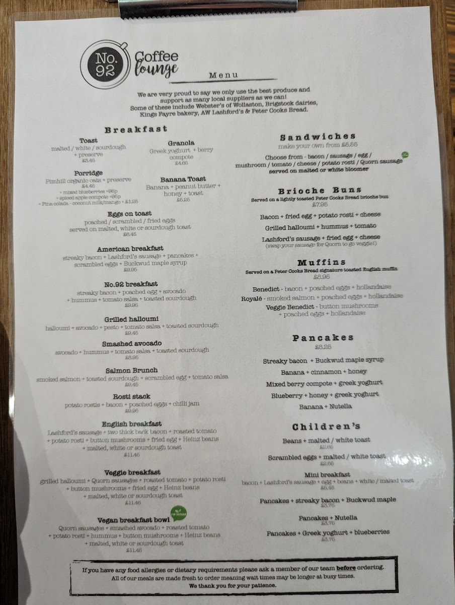 Menu No.92 Coffee Stevens Park-1