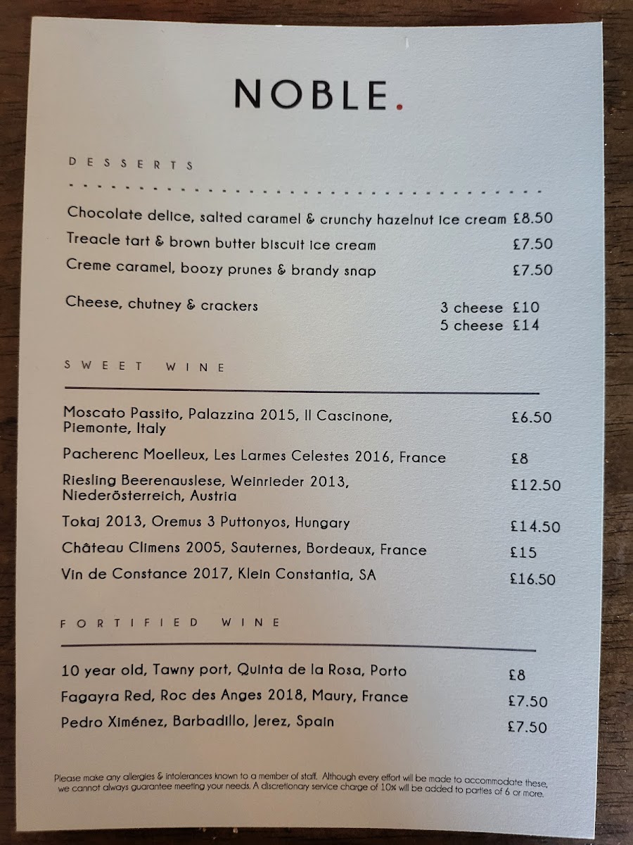 Menu Noble-7