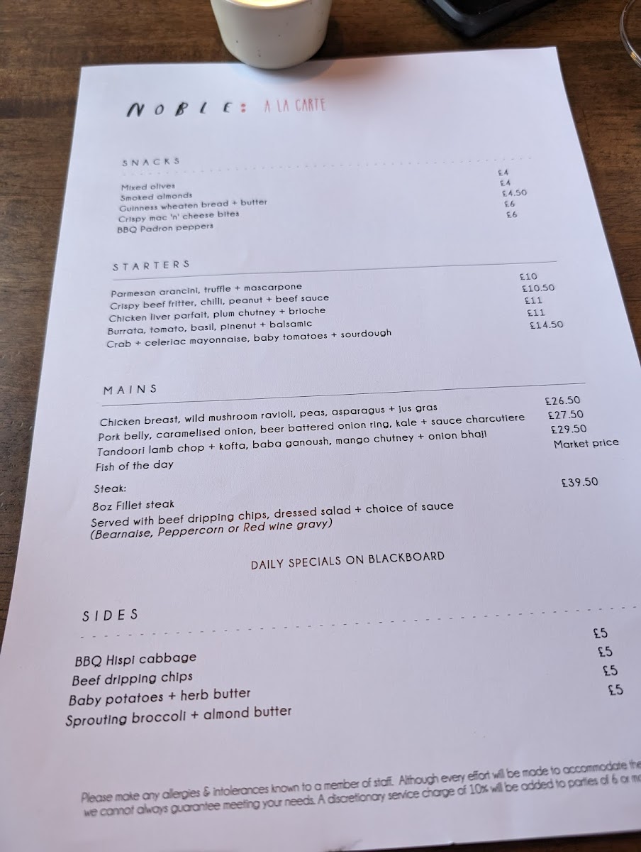 Menu Noble-9