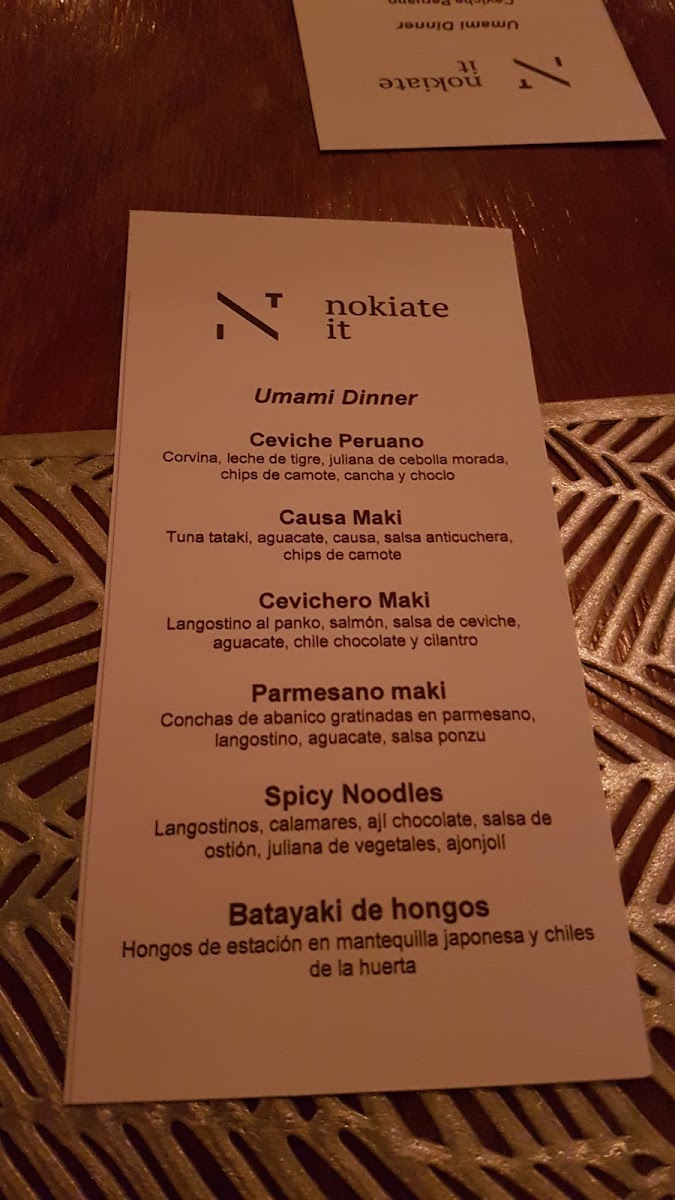 Menu Nokiate It-7