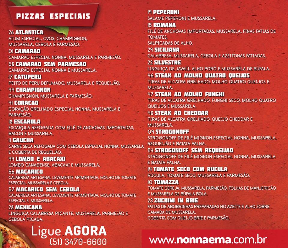 Menu Nonna Ema Pizzaria E Restaurante Cachoeirinha-4