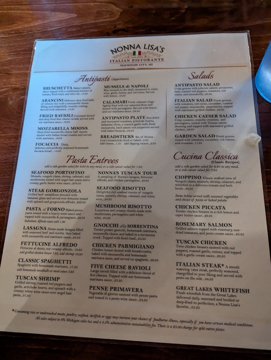 Menu Nonna Lisa's Italian Restaurant-1