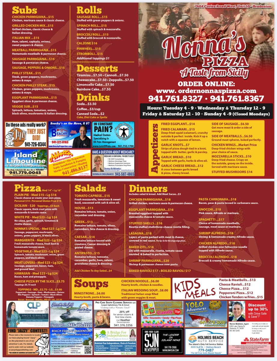 Menu Nonna’S Pizzeria Bradenton-1