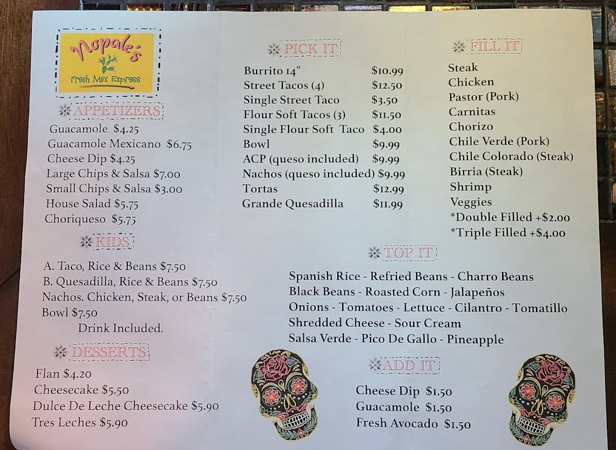 Menu Nopales Fresh Mex Express-1