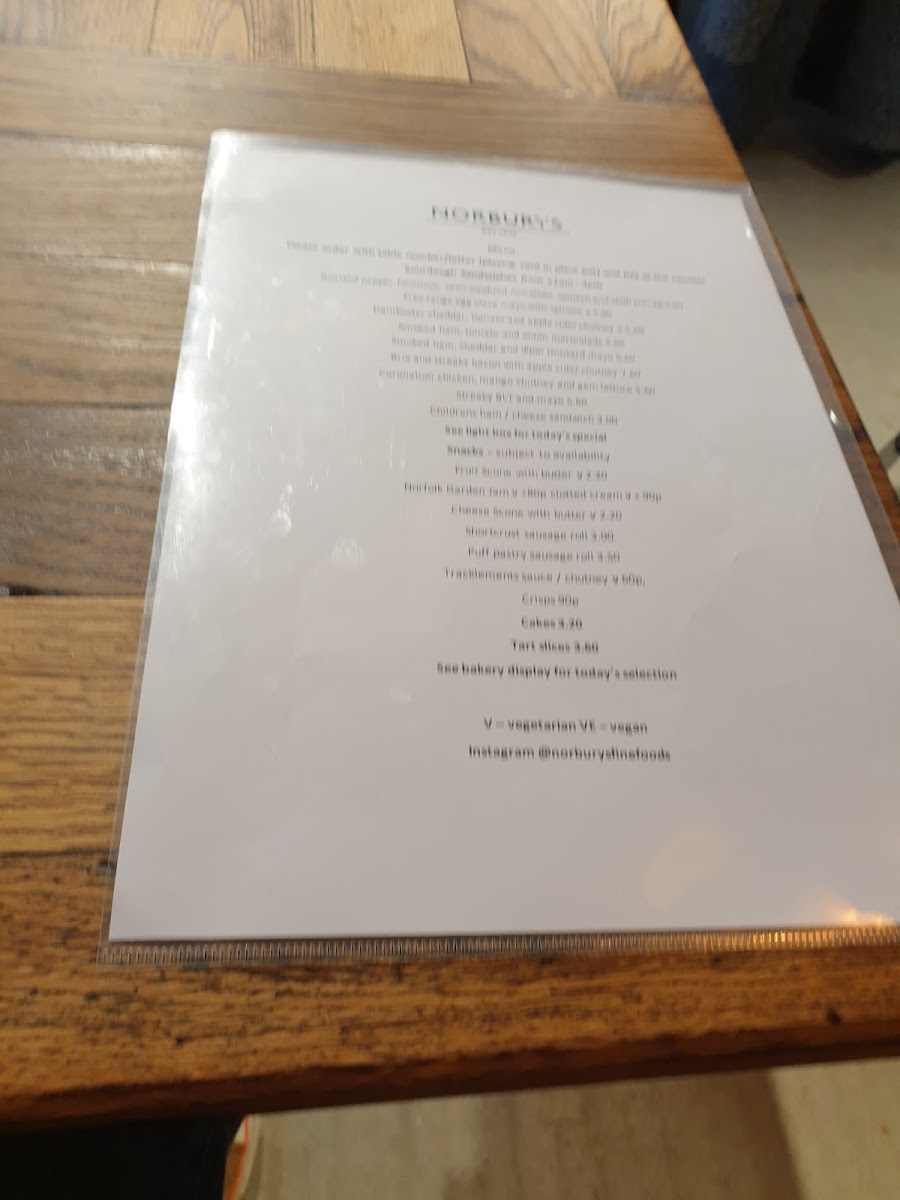 Menu Norbury's-3
