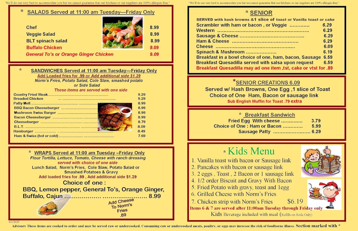 Menu Norm's Place Ii-2