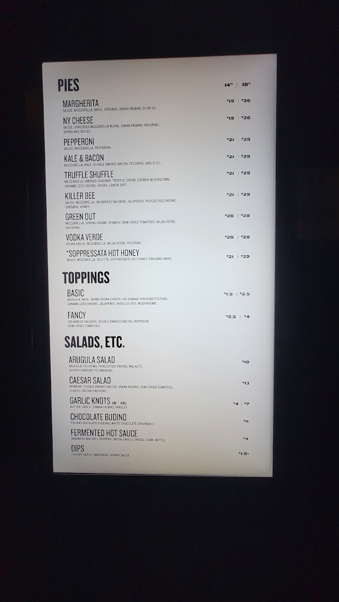 Menu North Of Brooklyn Pizzeria-4