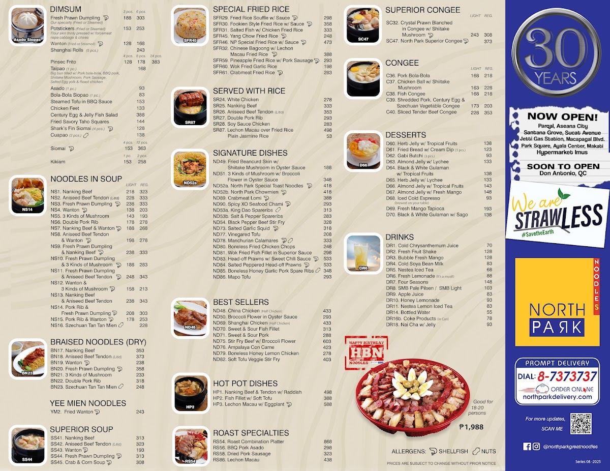 Menu North Park Noodles - Greenfield Branch-1