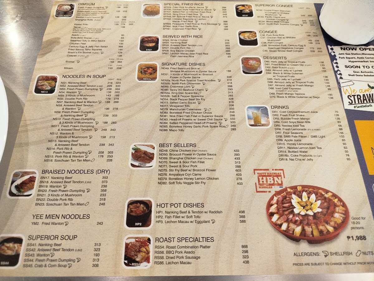 Menu North Park Noodles - Greenfield Branch-2