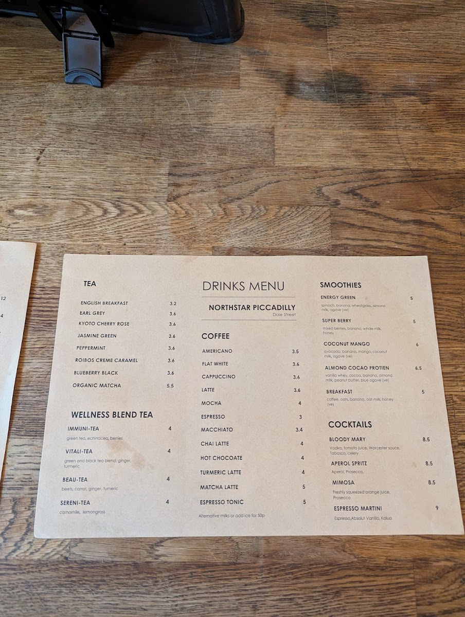 Menu North Star Piccadilly-1