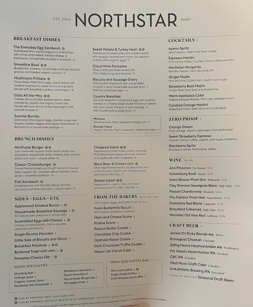 Menu Northstar Café In Uptown Westerville-1