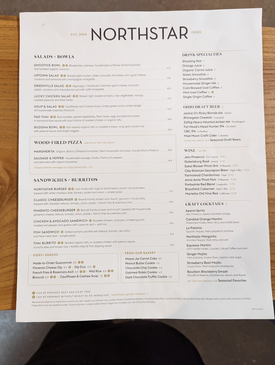 Menu Northstar Café In Uptown Westerville-2