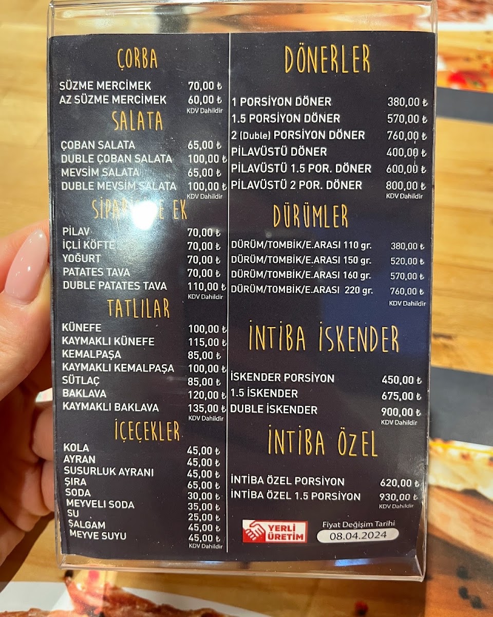 Menu Intiba Döner-3