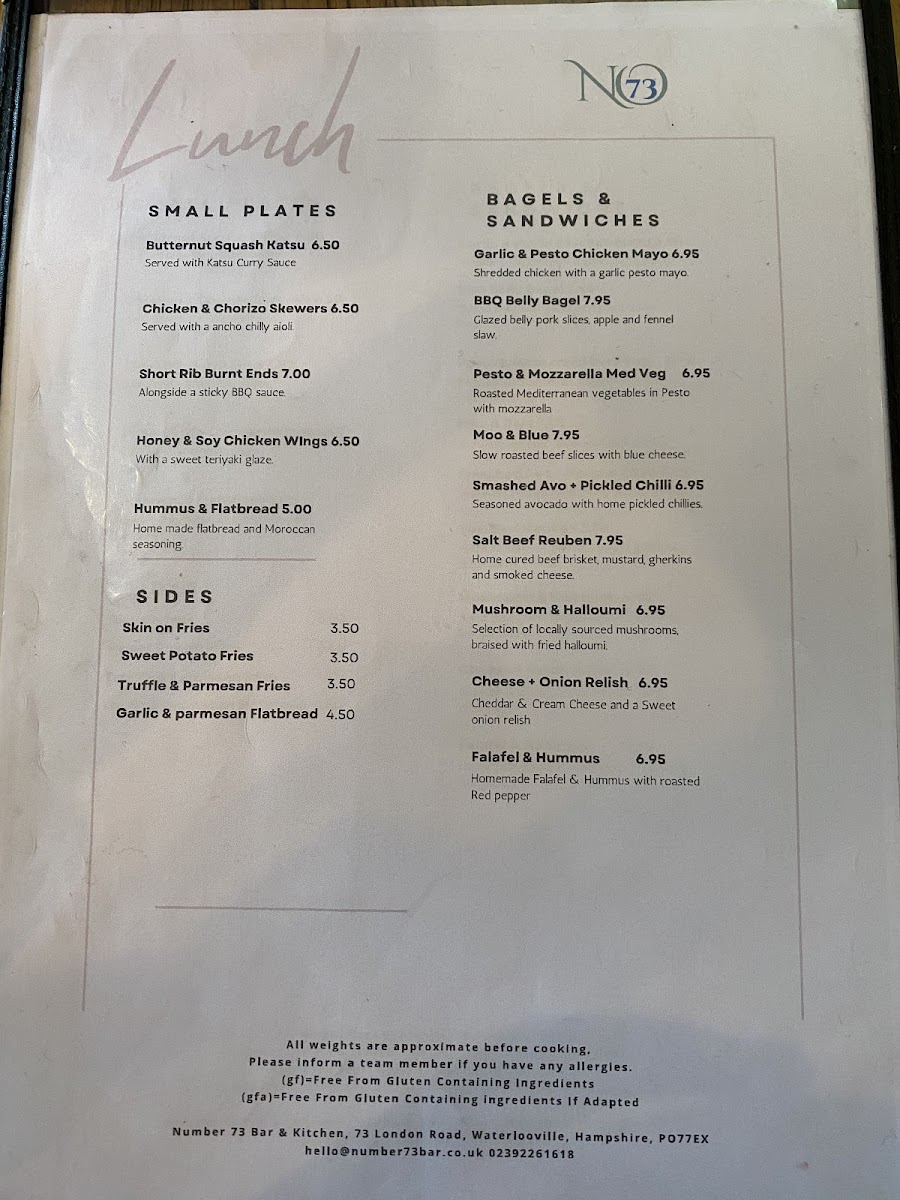 Menu Number 73 Bar And Kitchen-3