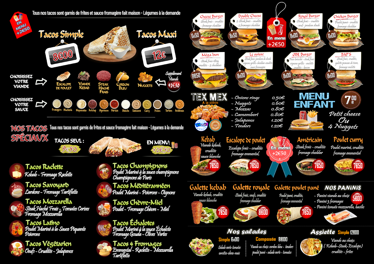 Menu O B E- Tacos - Kebab - Aix Les Bains 73100-6