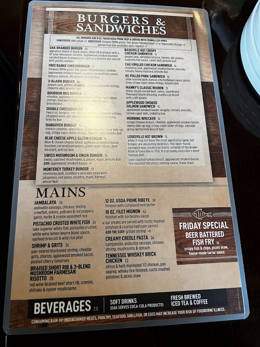 Menu Oak At The Glen-1